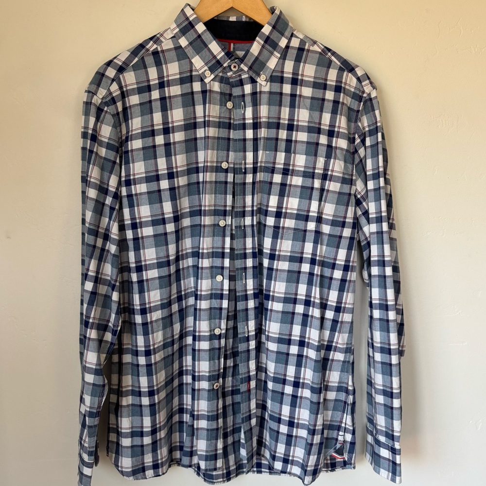 Men's Blue Harbor Plaid Long Sleeve Button Down Shirt